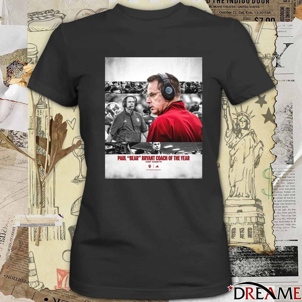 Paul Bear Bryant Coach Of The Year Curt Cignetti Indiana Football Poster t-shirt