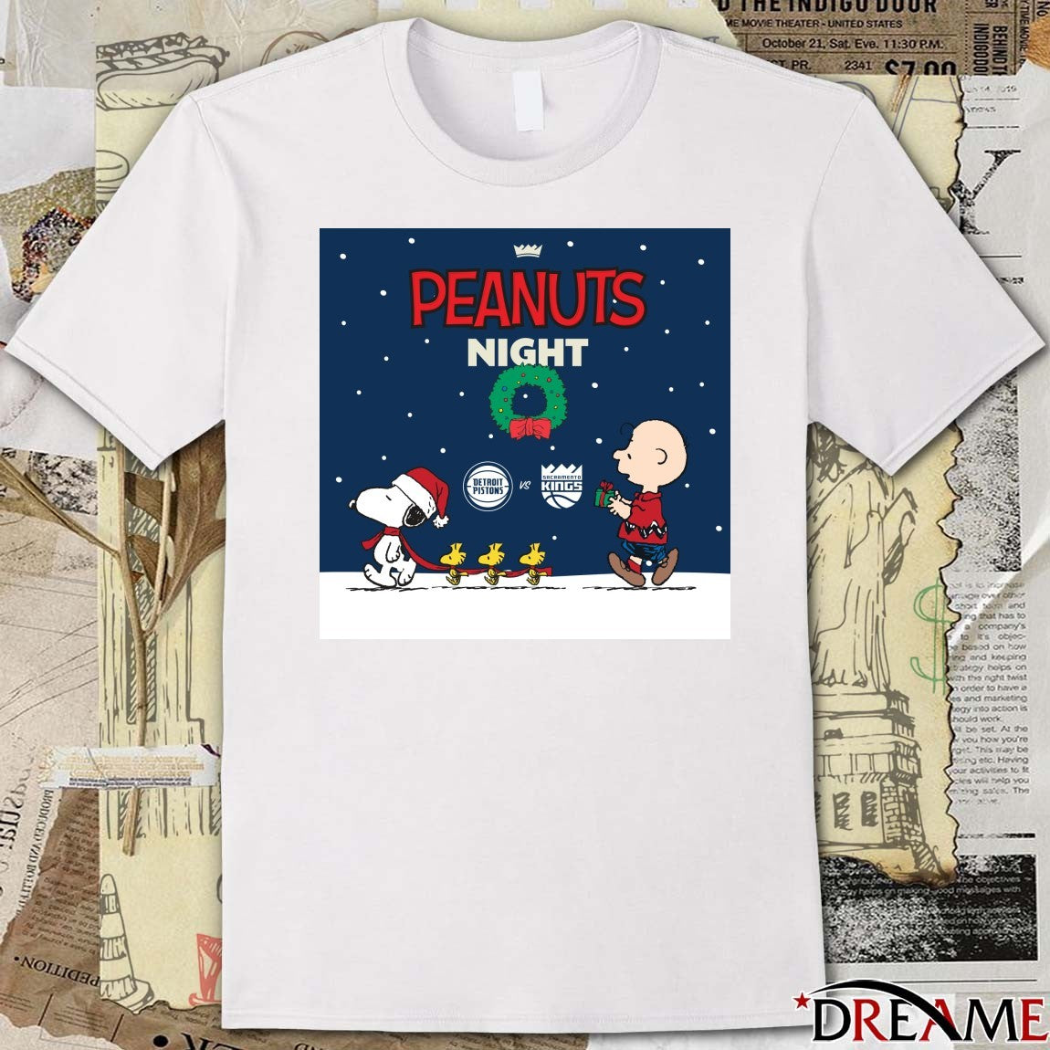 Peanuts Night Detroit Pistons vs. Sacramento Kings December 23rd 2025 t-shirt