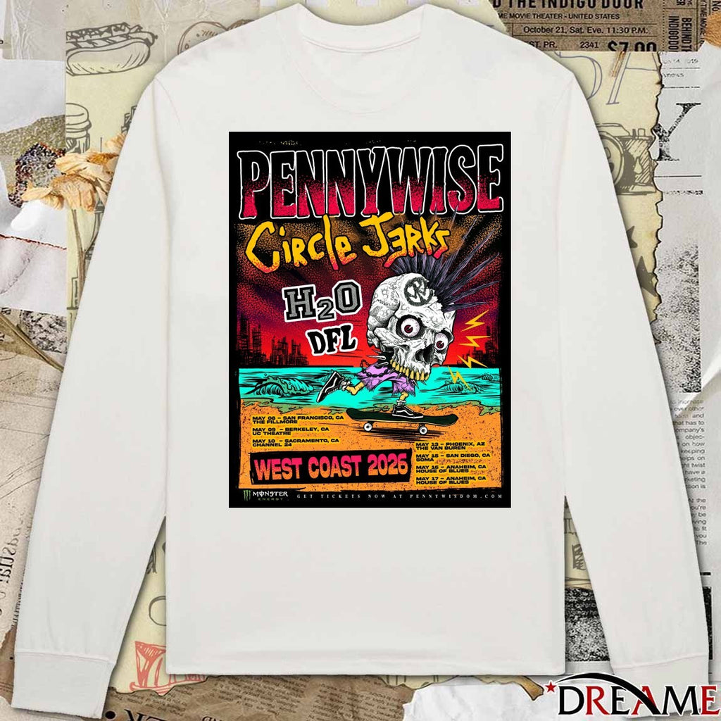 Pennywise With Circle Jerks, H20 and DFL West Coast 2026 Poster t-shirt