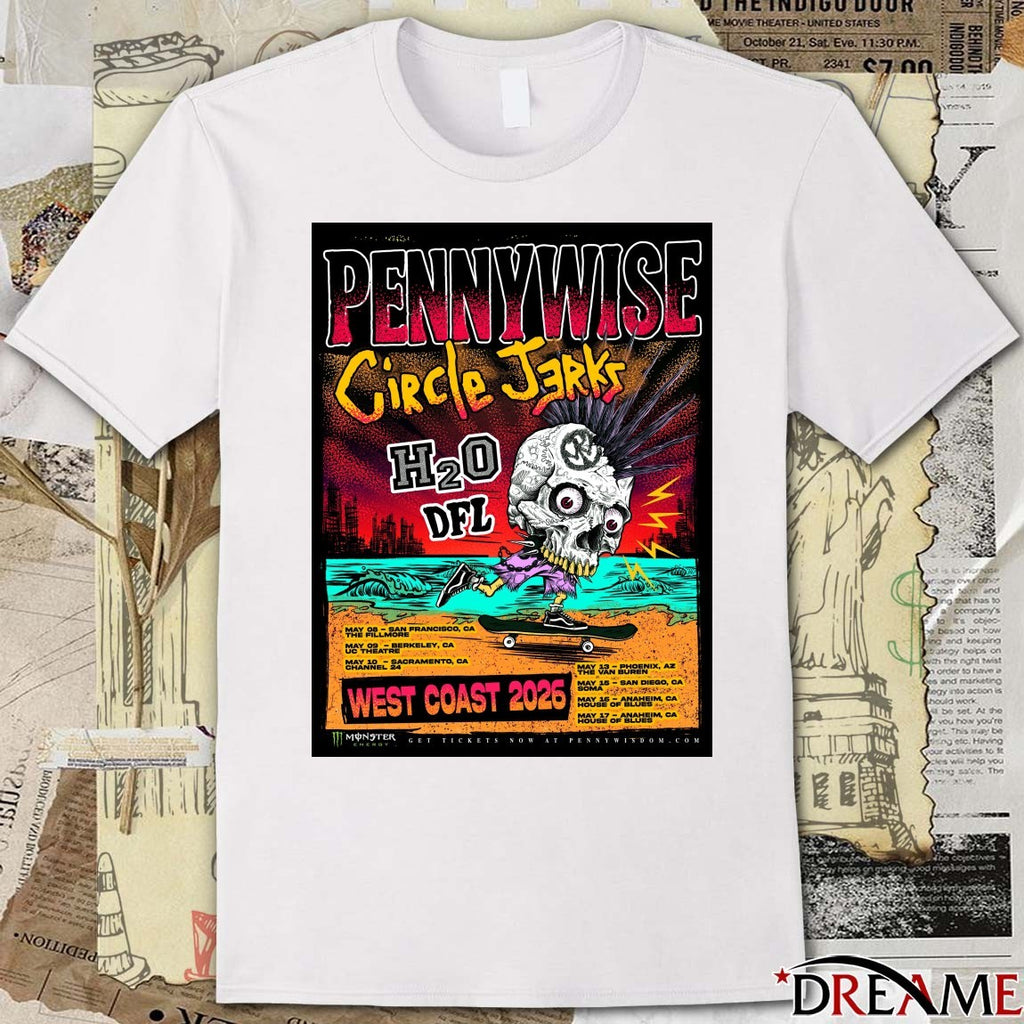 Pennywise With Circle Jerks, H20 and DFL West Coast 2026 Poster t-shirt
