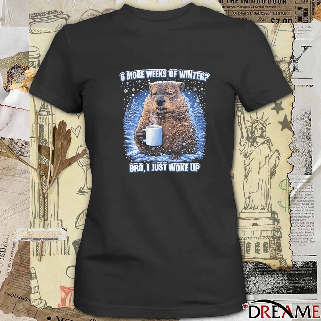 Phil Groundhog 6 More Weeks Of Winter Bro I Just Woke Up t-shirt