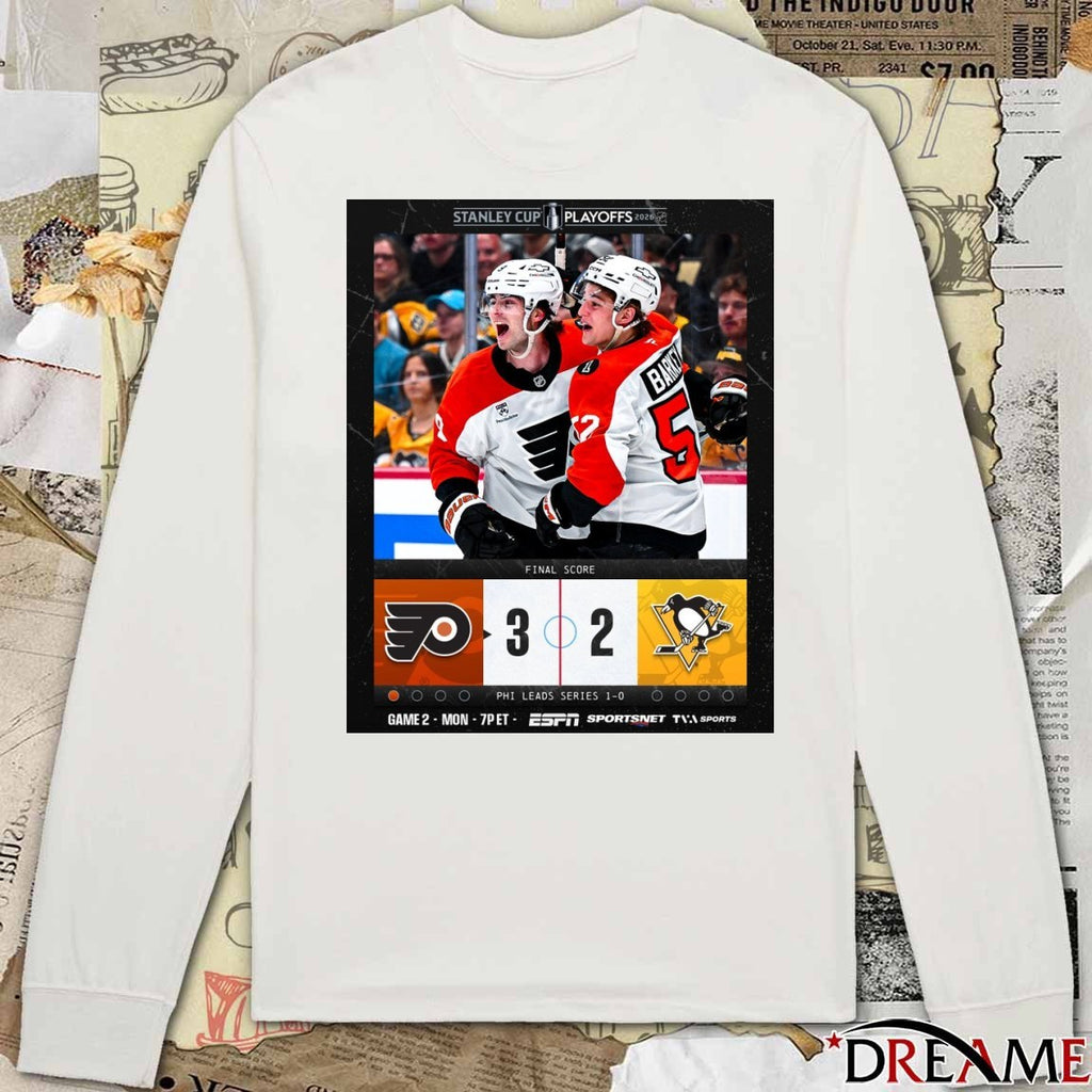 Philadelphia Flyers Victory Over Pittsburgh Penguins Game 1 Stanley Cup Playoffs Final Score 3-2 Poster t-shirt