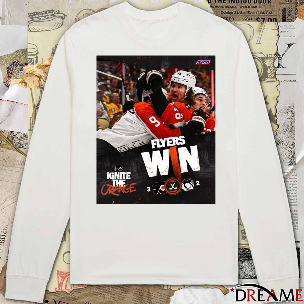 Philadelphia Flyers Win Pittsburgh Penguins Final Score 3-2 Ignite The Orange Poster t-shirt