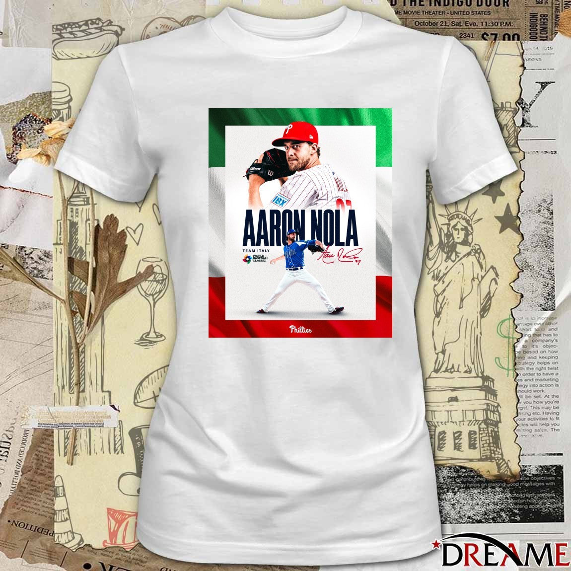 Philadelphia Phillies Aaron Nola Team Italy World Baseball Classic Signature Poster t-shirt