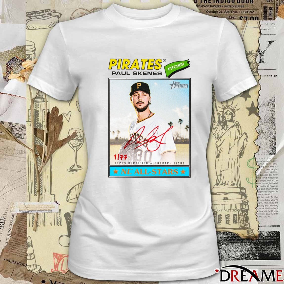 Pirates Paul Skenes Topps Certified Autograph Issue Nl All-stars Signature t-shirt