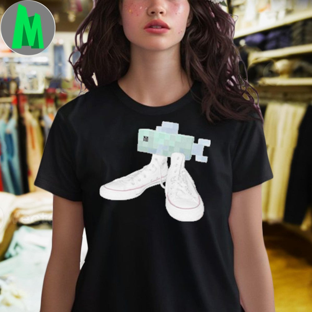 Pixelated Mermaid Legs Converse Shoes Graphic T-Shirt