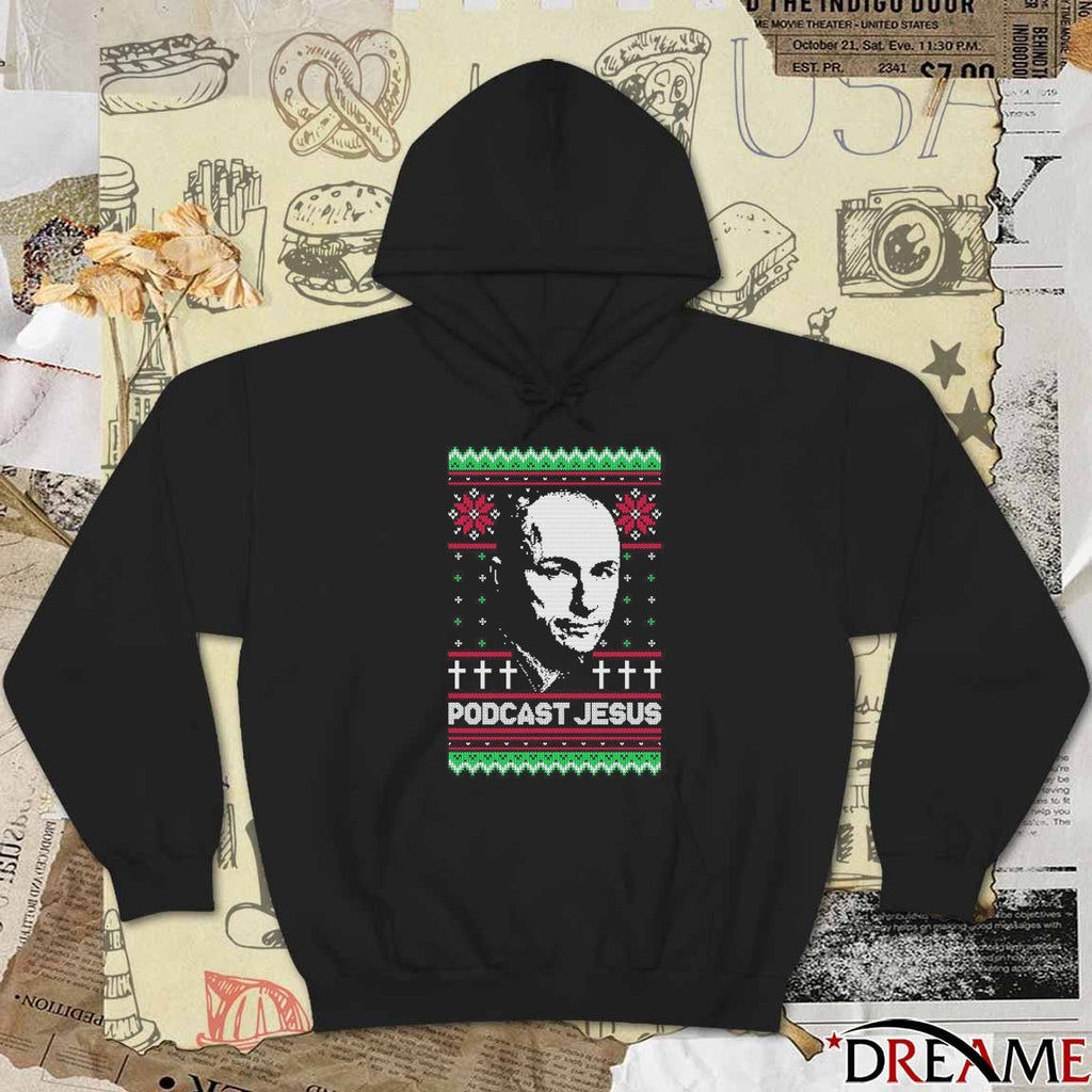 Podcast Jesus Ugly Christmas Sweater 2025 t-shirt