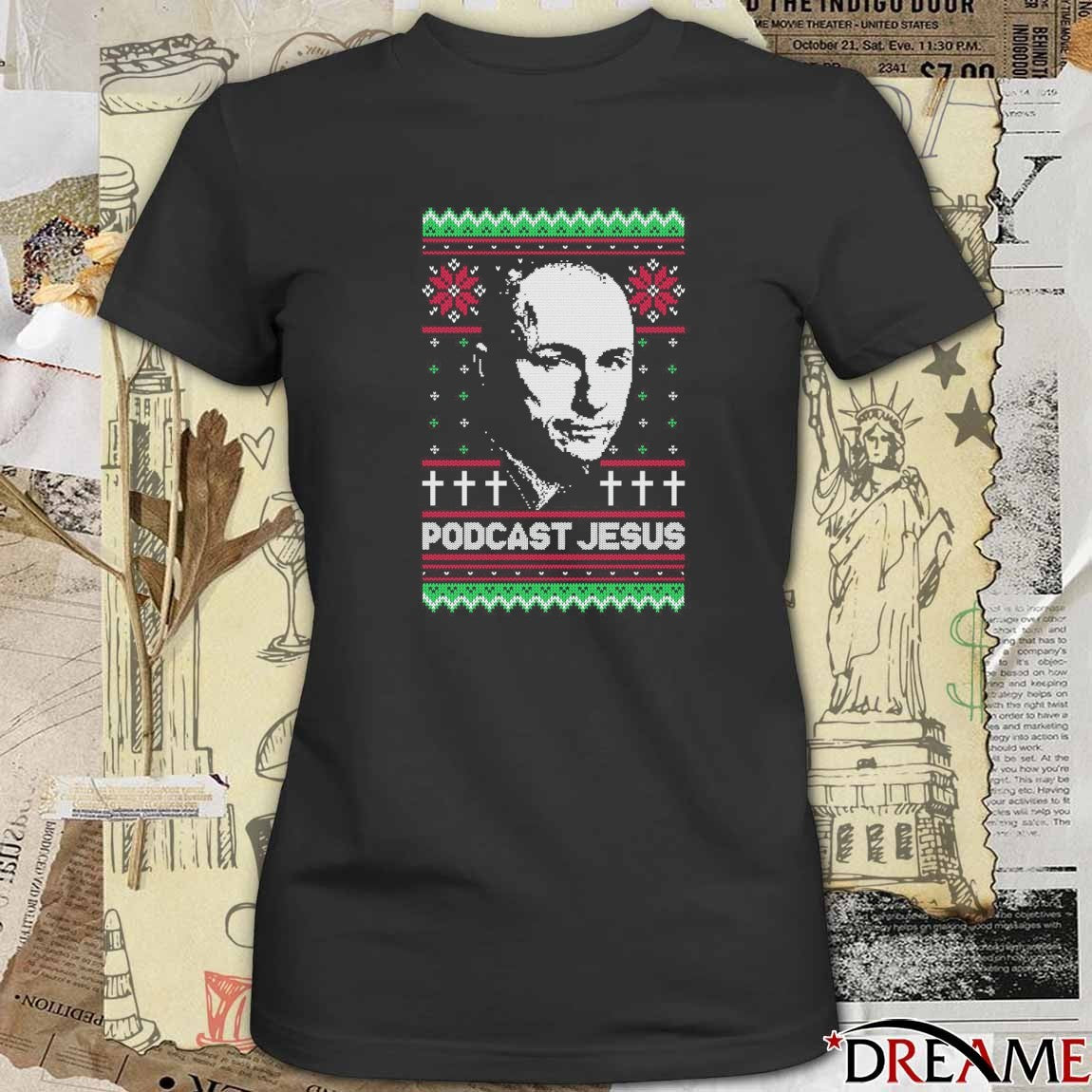 Podcast Jesus Ugly Christmas Sweater 2025 t-shirt