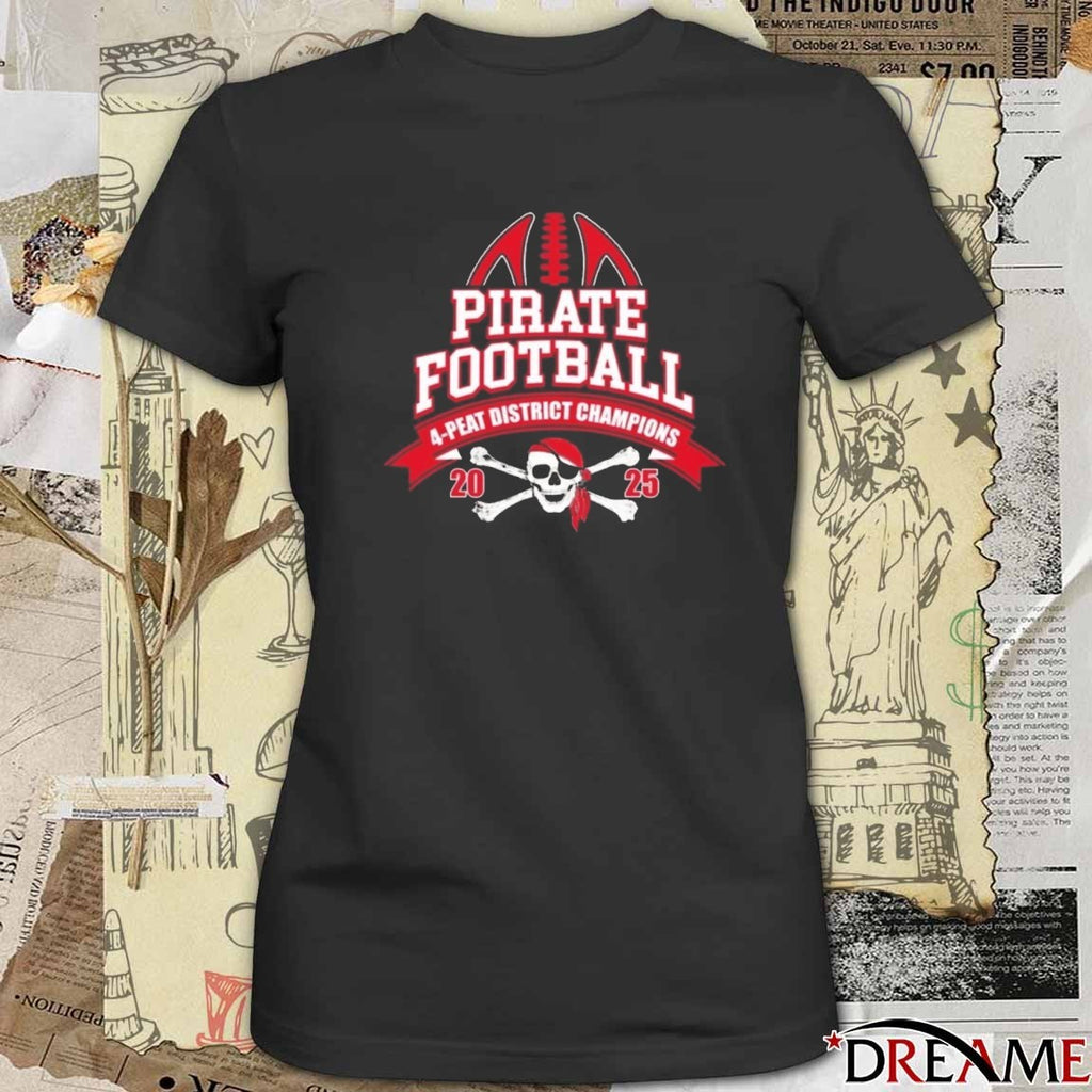 Port Charlotte Pirate Football 4-Peat District Champions 2025 t-shirt