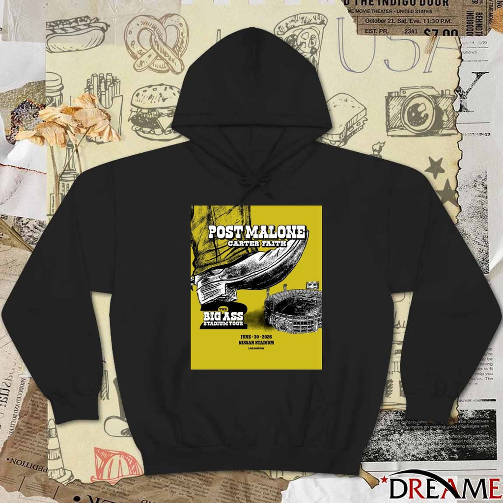 Post Malone The Big Ass Stadium Tour Carter Faith June 30 2026 Nissan Stadium Poster t-shirt
