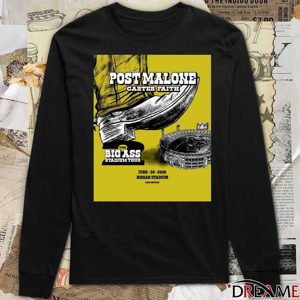 Post Malone The Big Ass Stadium Tour Carter Faith June 30 2026 Nissan Stadium Poster t-shirt
