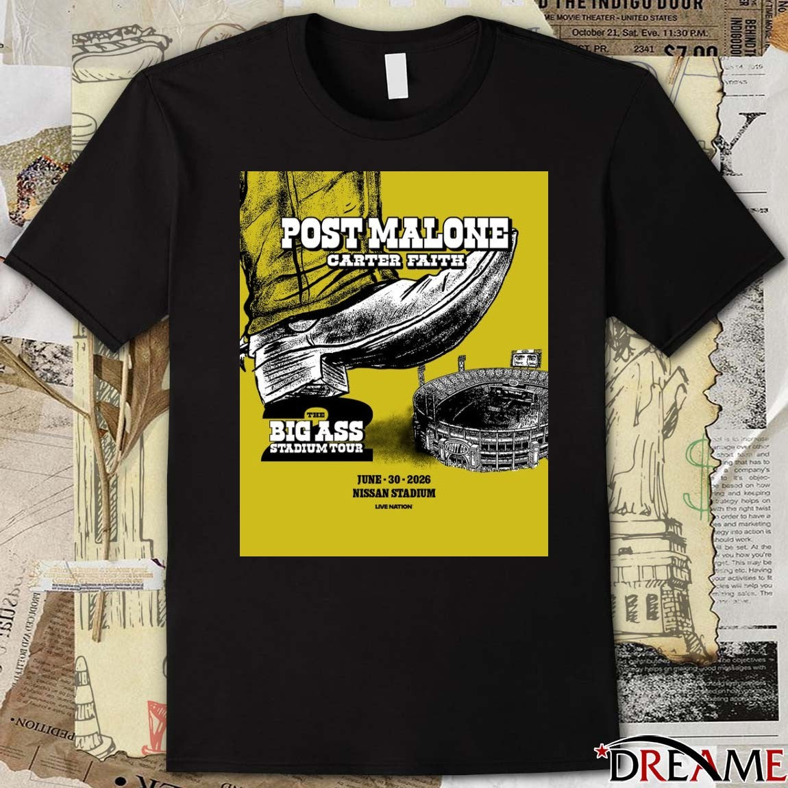 Post Malone The Big Ass Stadium Tour Carter Faith June 30 2026 Nissan Stadium Poster t-shirt