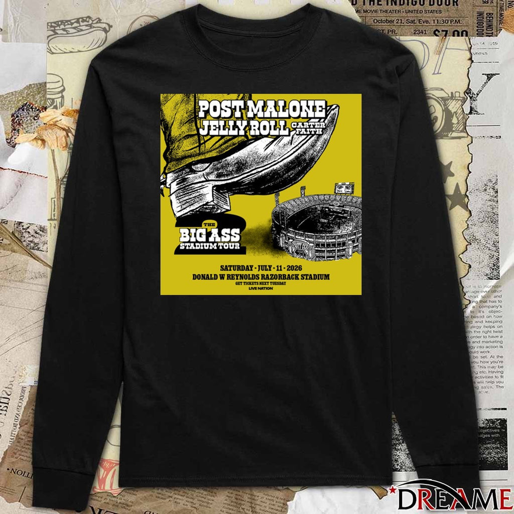 Post Malone The Big Ass Stadium Tour July 11 2026 Donald W Reynolds Razorback Stadium Poster t-shirt