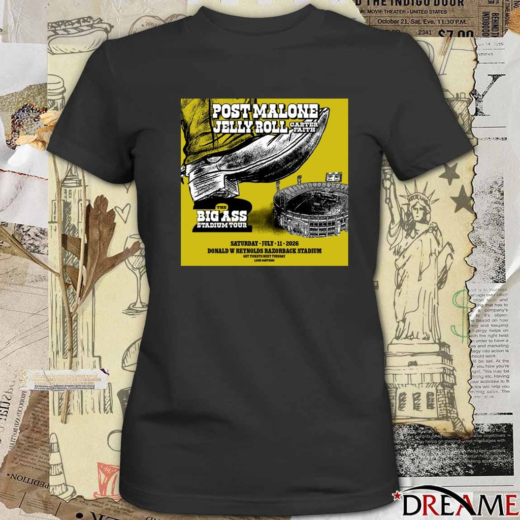 Post Malone The Big Ass Stadium Tour July 11 2026 Donald W Reynolds Razorback Stadium Poster t-shirt