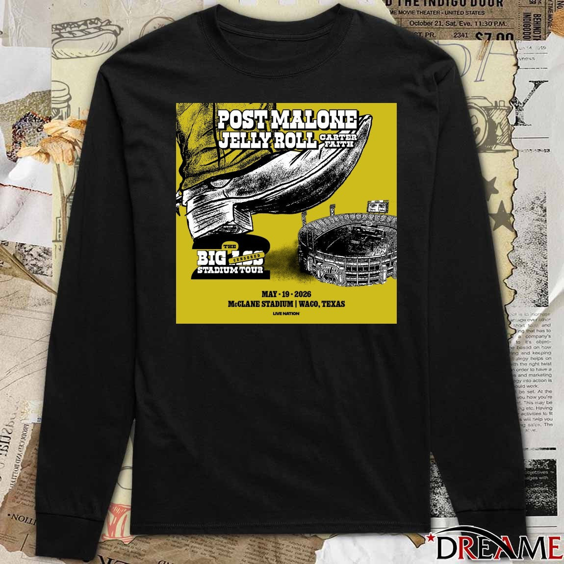 Post Malone The Big Ass Stadium Tour May 19 2026 Mclane Stadium Waco Texas Poster t-shirt