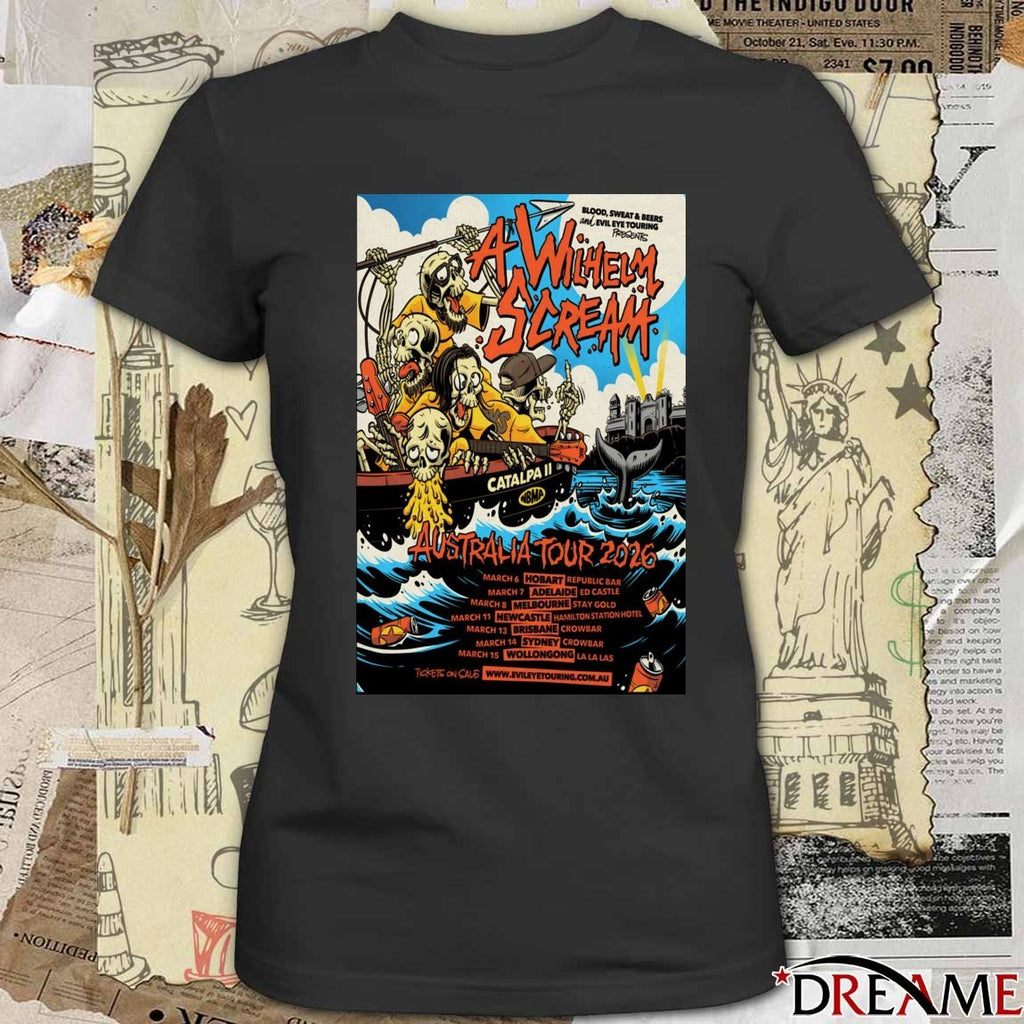 Poster A Wilhelm Scream Australia Tour 2026 March 6 – 15 Shows t-shirt