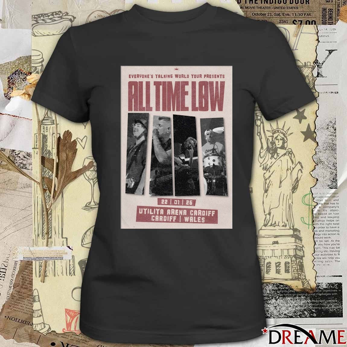 Poster All Time Low January 22 2026 Utilita Arena Cardiff Wales t-shirt