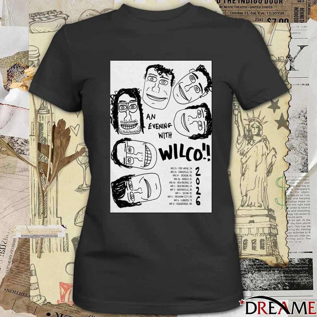 Poster An Evening With Wilco Spring 2026 April 23 – May 8 Tour t-shirt
