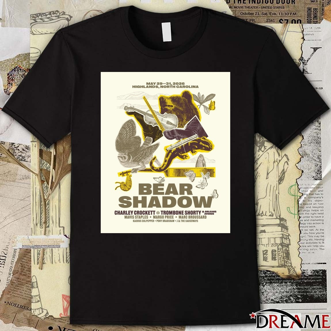 Poster Bear Shadow Festival May 29-31 2026 Highlands North Carolina t-shirt
