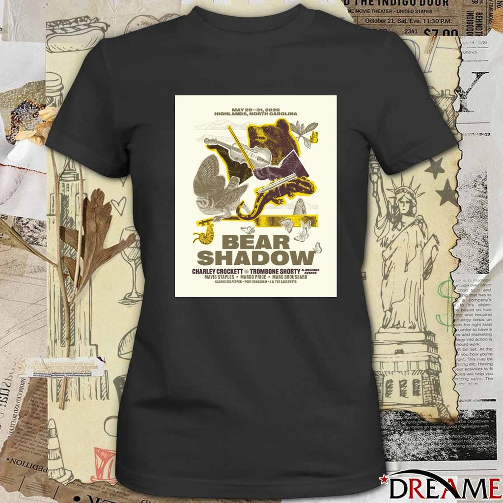 Poster Bear Shadow Festival May 29-31 2026 Highlands North Carolina t-shirt