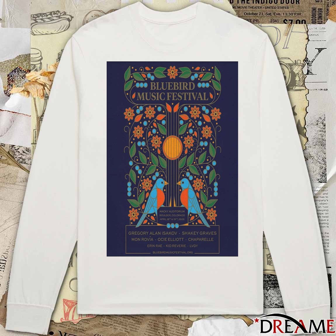Poster Bluebird Music Festival In Boulder CO On April 18-19 2026 t-shirt
