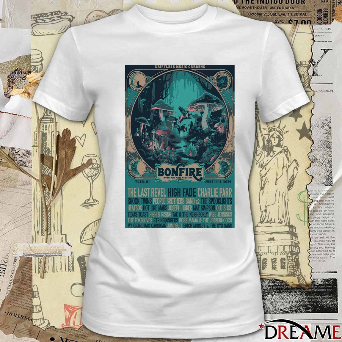 Poster Bonfire Music And Arts Festival Yuba WI June 11-13 2026 t-shirt