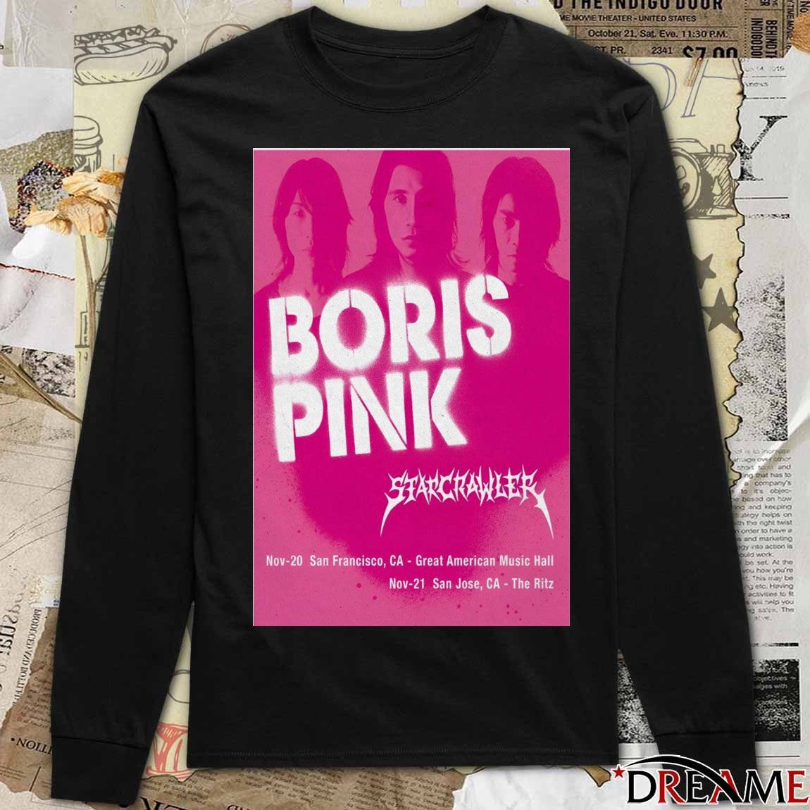 Poster Boris Pink November 21 2025 The Ritz San Jose CA t-shirt