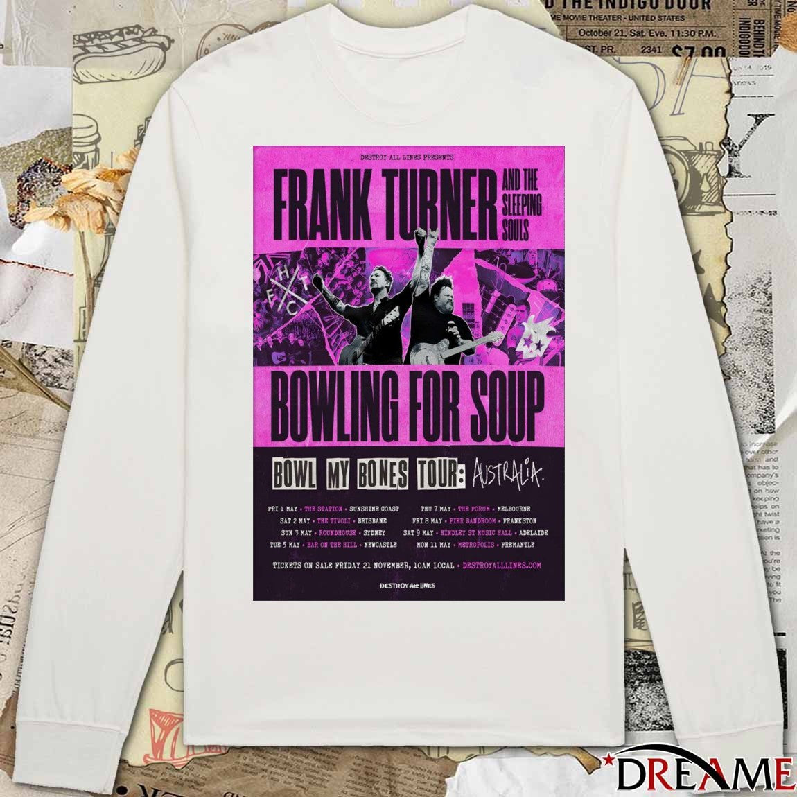 Poster Bowling For Soup Bowl My Bones Tour Australia 2026 t-shirt