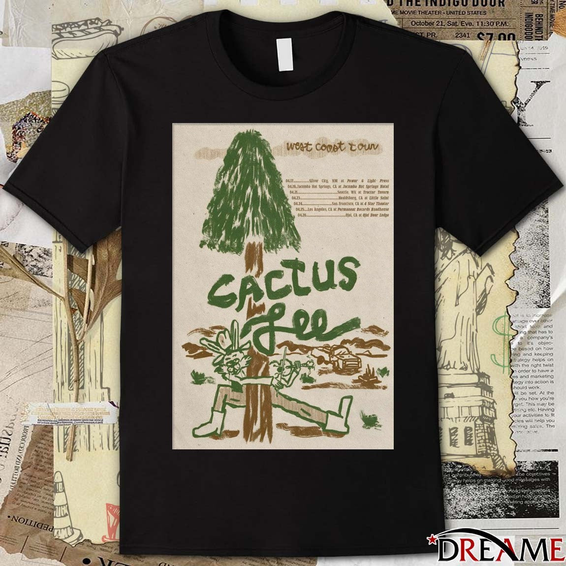 Poster Cactus Lee West Coast Tour 2026 April 17 – 26 t-shirt