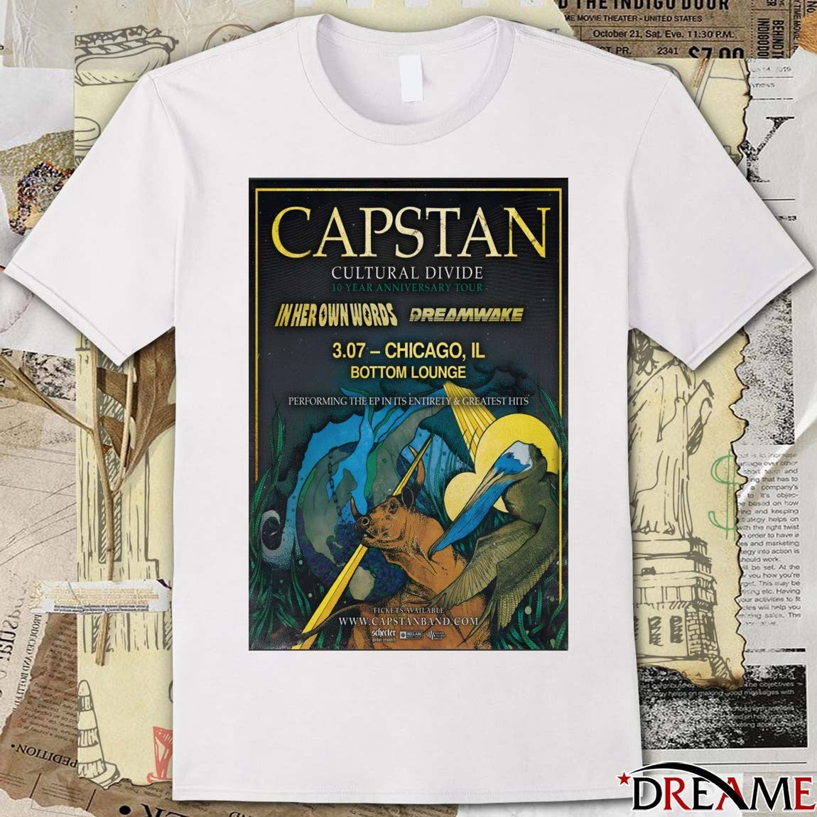 Poster Capstan March 7 2026 Bottom Lounge Chicago IL t-shirt