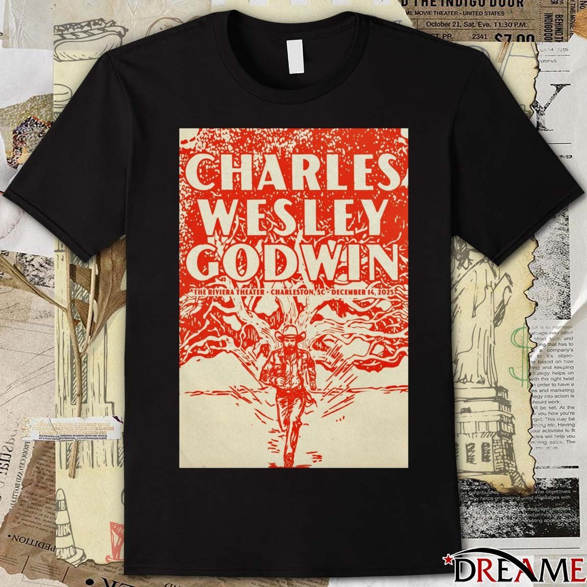 Poster Charles Wesley Godwin December 14 2025 The Riviera Theater Charleston, SC t-shirt