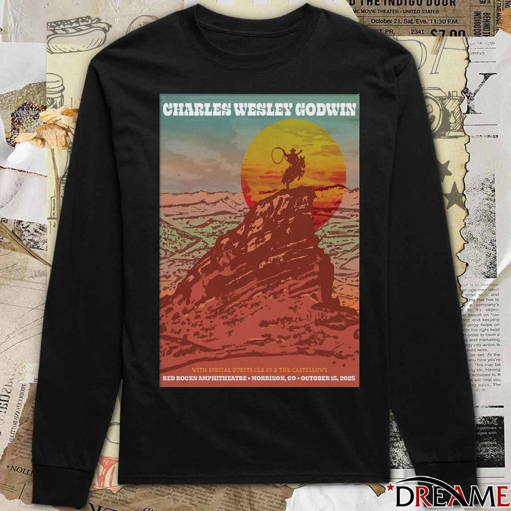 Poster Charles Wesley Godwin Red Rocks Amphitheatre 10.15.2025 Morrison CO Show t-shirt