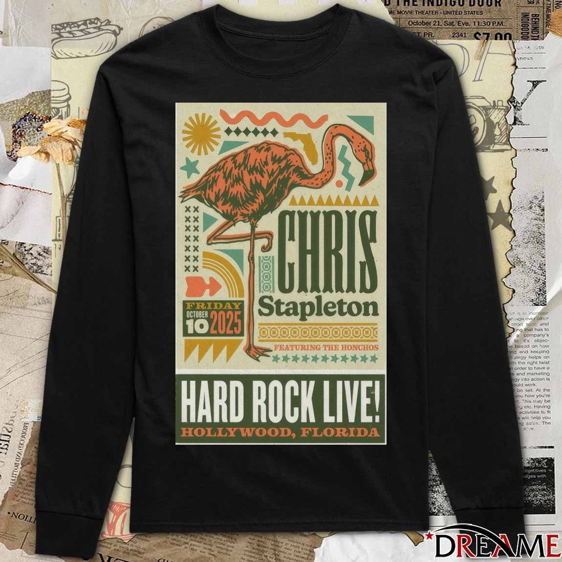 Poster Chris Stapleton October 10 2025 Hard Rock Live Shows Hollywood FL t-shirt
