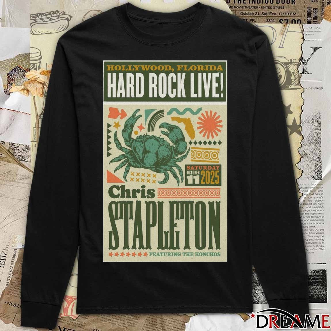 Poster Chris Stapleton October 11 2025 Hard Rock Live In Hollywood FL t-shirt