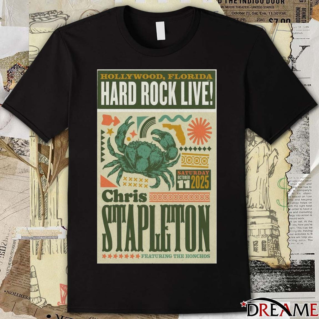 Poster Chris Stapleton October 11 2025 Hard Rock Live In Hollywood FL t-shirt