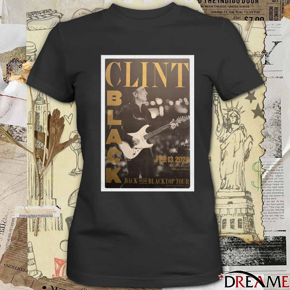 Poster Clint Black February 13 2026 Back On The Black Top Tour Nashville TN t-shirt