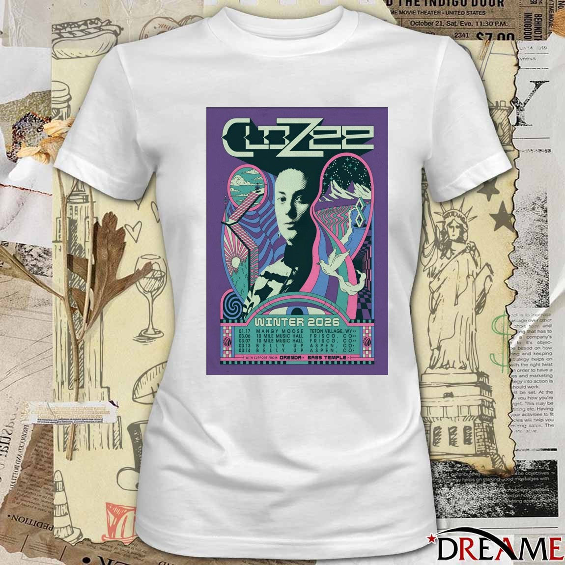 Poster CloZee Tour Winter 2026 March 06 – 07 10 Mile Music Hall Frisco CO t-shirt
