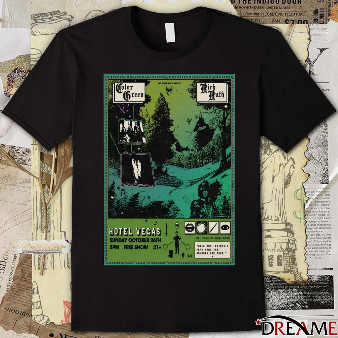 Poster Color Green Sunday October 26 2025 Hotel Vegas In Austin TX t-shirt