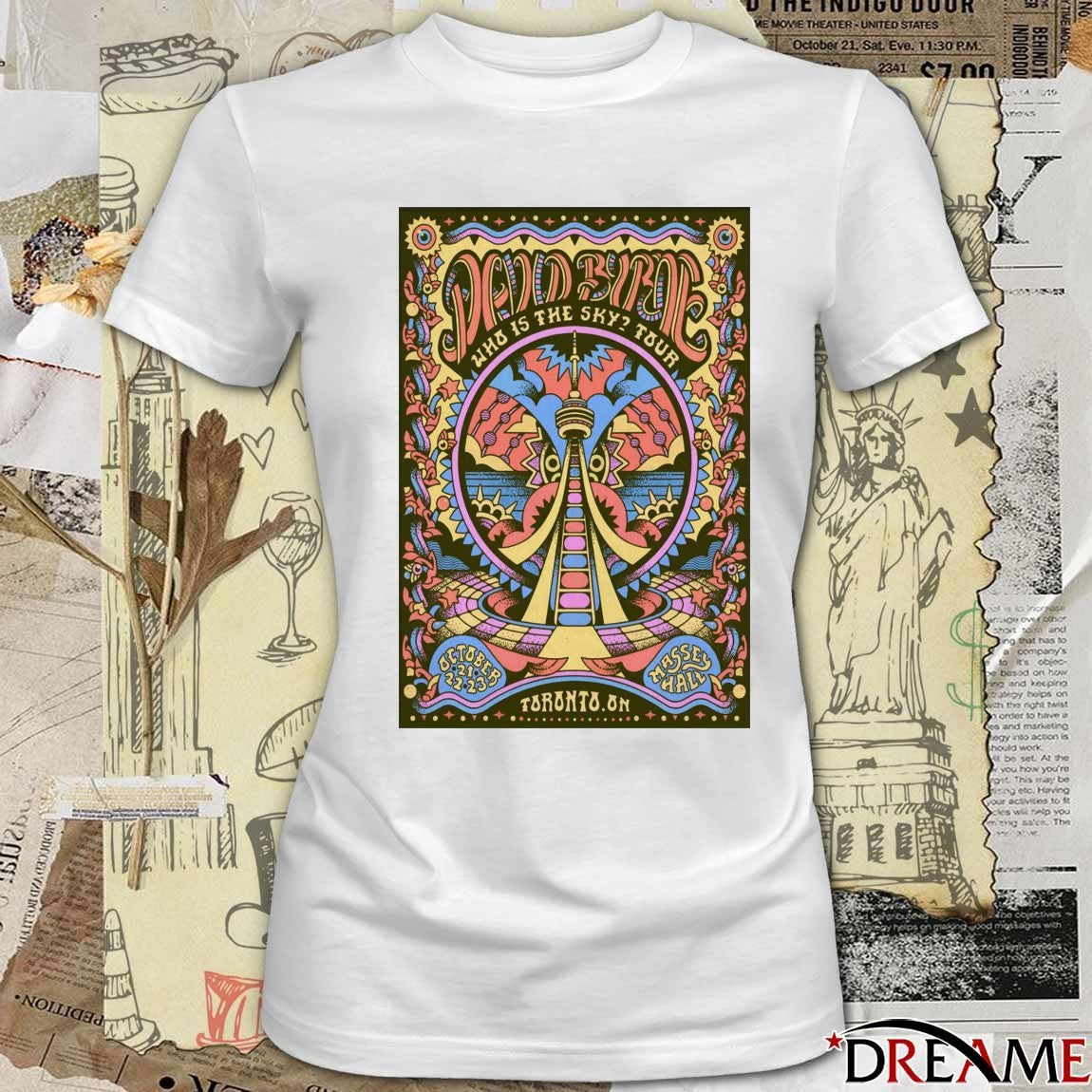 Poster David Byrne Who Is The Sky Tour October 21-23 2025 Massey Hall Toronto ON Tour t-shirt