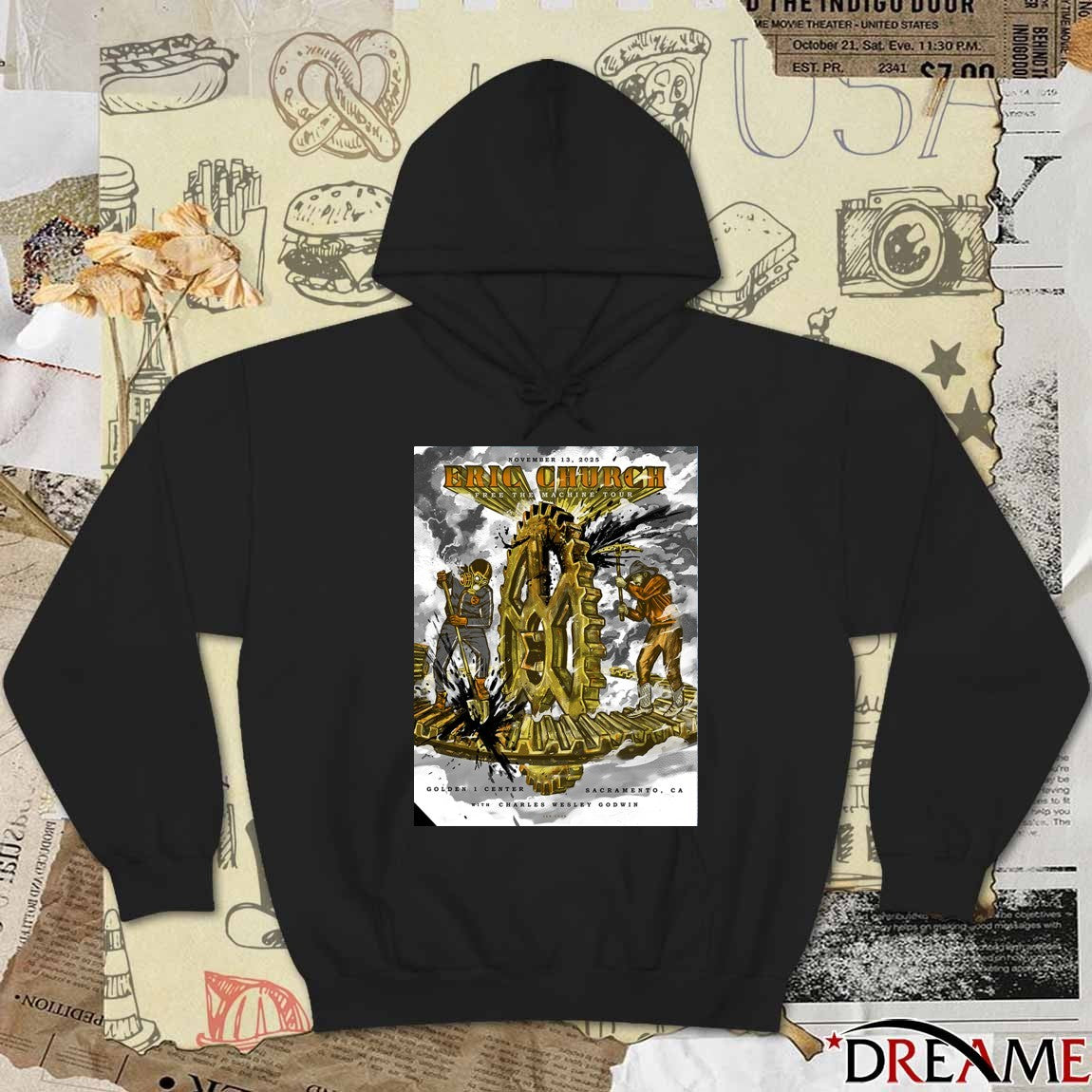 Poster Eric Church Free The Machine Tour November 13 2025 At Golden 1 Center Sacramento CA Show t-shirt
