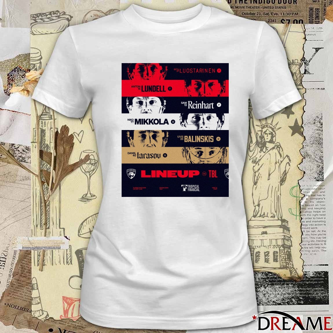 Poster Florida Vs Tampa Bay Luostarinen, Lundell, Reinhart, Mikkola, Balinskis, and Tarasov t-shirt