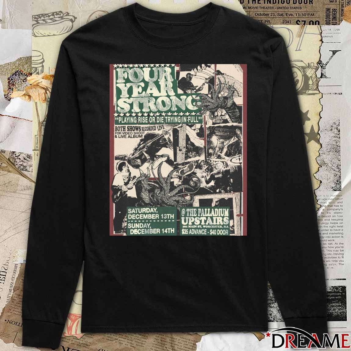 Poster Four Year Strong December 13-14 2025 The Palladium Upstairs Worcester MA t-shirt