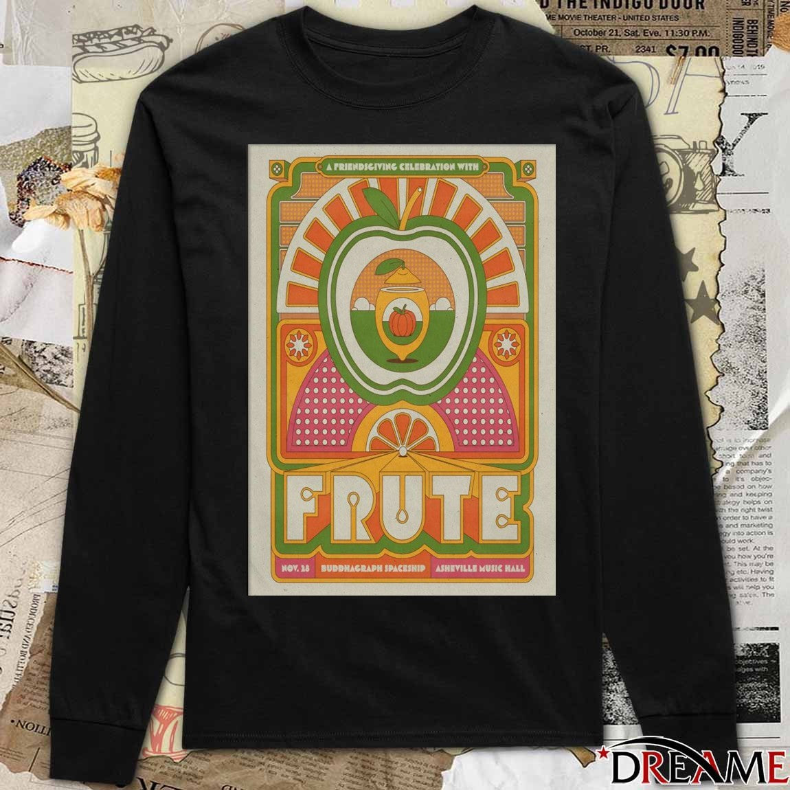 Poster Fruit Buddha Raph Spaceship Asheville Music Hall NC November 28 2025 t-shirt
