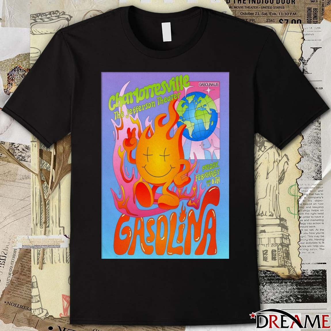 Poster Gasoline Party Jefferson Theater In Charlottesville VA February 6 2026 t-shirt