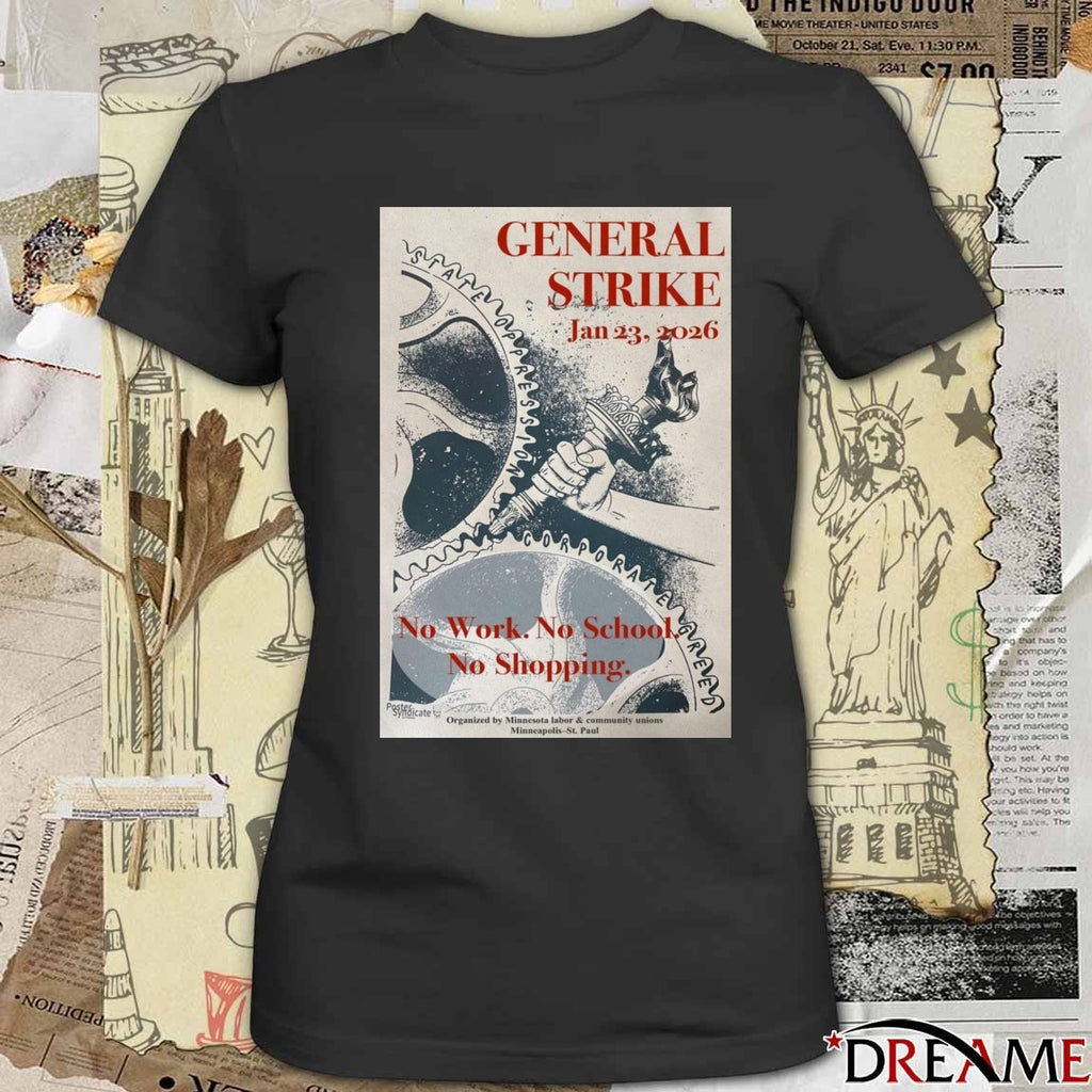 Poster General Strike January 23, 2026 Minneapolis St. Paul t-shirt
