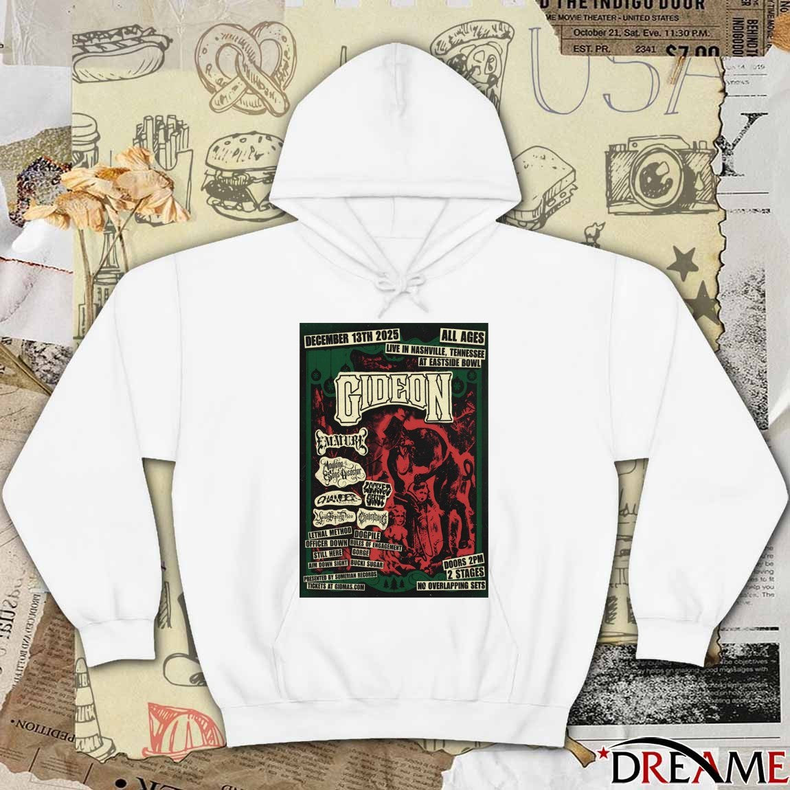Poster Gideon December 13 2025 In Nashville TN At Eastside Bowl t-shirt