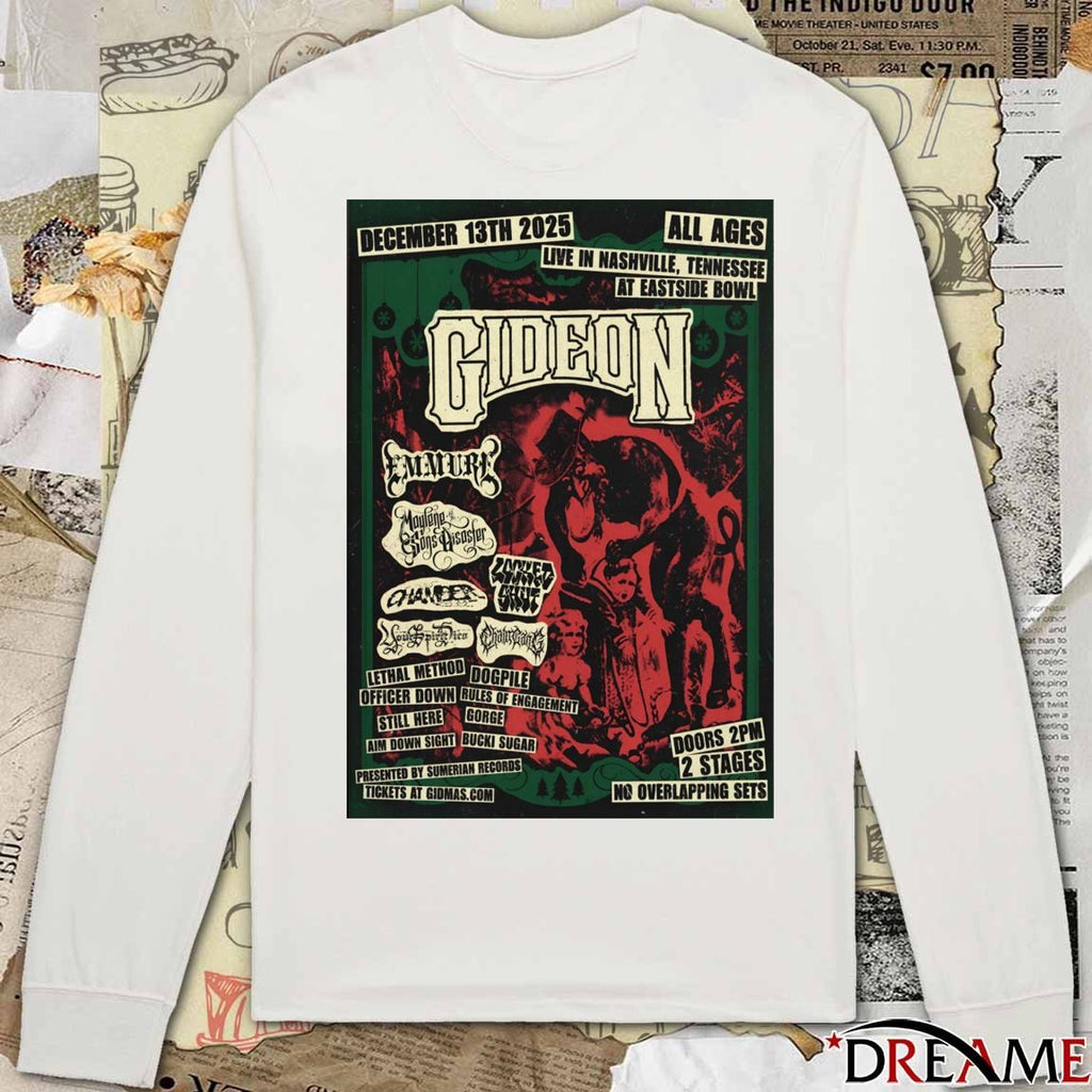 Poster Gideon December 13 2025 In Nashville TN At Eastside Bowl t-shirt