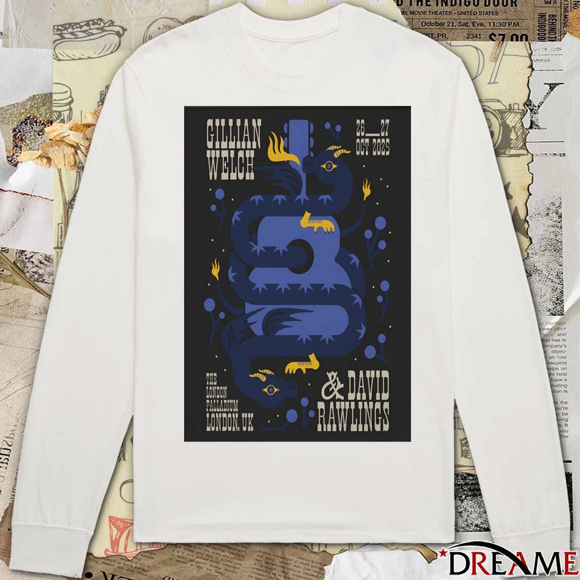 Poster Gillian Welch And David Rawlings October 26-27 2025 The London Palladium Event t-shirt