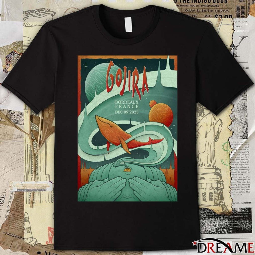Poster Gojira December 9 2025 In Bordeaux France t-shirt