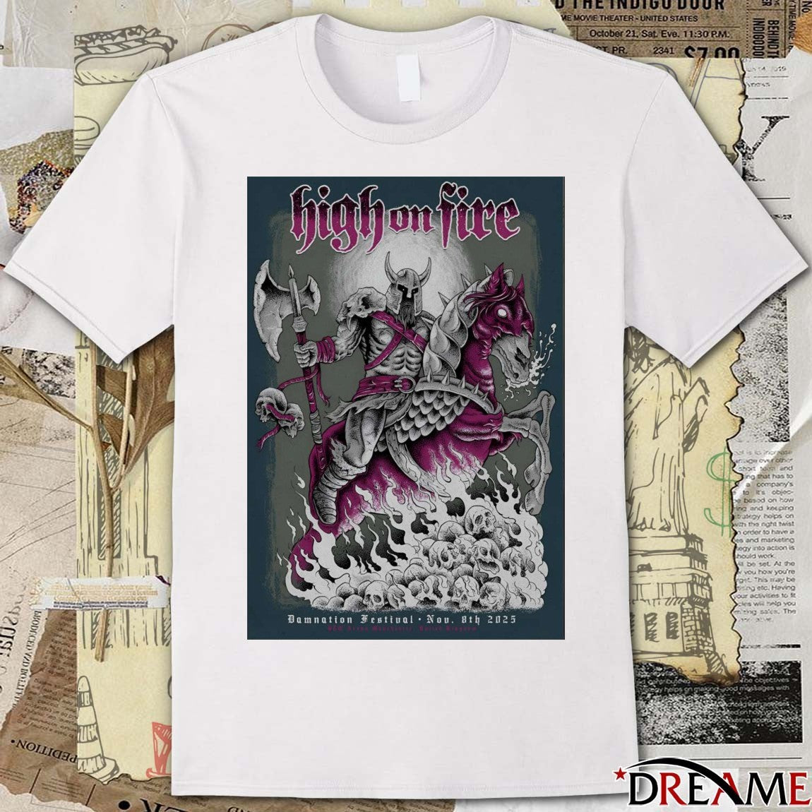 Poster High On Fire November 8th 2025 Damnation Festival Manchester UK t-shirt